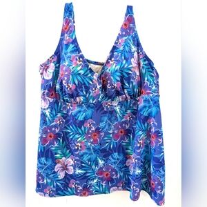 Swimsuits For All Flowy Tankini Top V Neck Floral 24